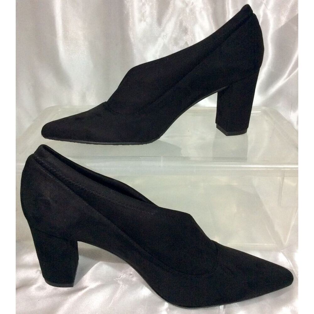 JON JOSEF Black Velvet & Suede Leather Heels Loafers Shoes Women's 10M - Picture 3 of 11